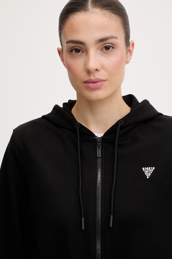 Guess hanorac cu fermoar pentru femei SILVY negru V6GQ15.K3093