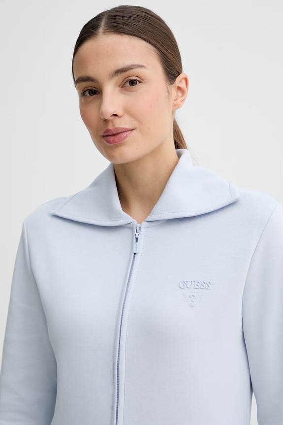 Guess mikina na zips dámska bavlnená HABI modrá V6GQ16.K3153