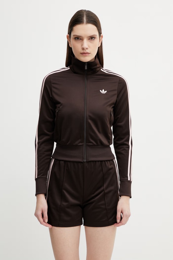 Mikina adidas Originals FB CLASSIC TT bez kapucne hnedá KC6572