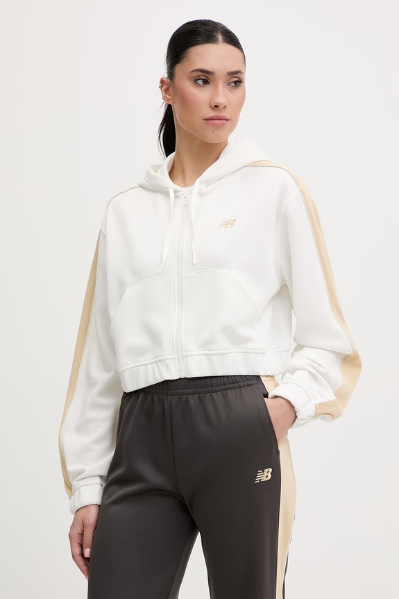 New Balance bluza rozpinana z kapturem damska Interlock Full Zip beżowy WJ61B759SST