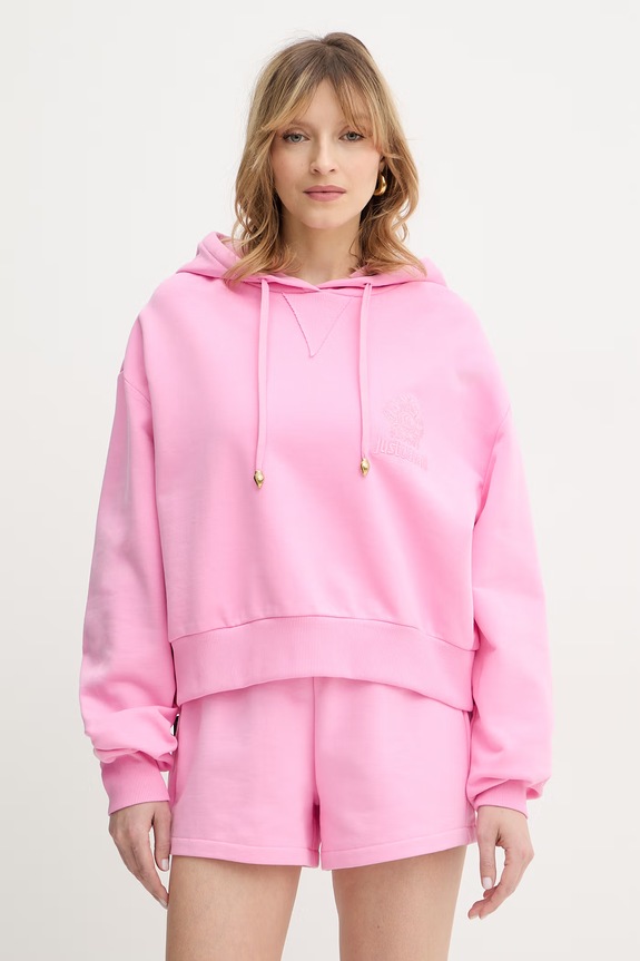 Just Cavalli bluza bawełniana bawełna różowy 80PAIE15.CF100