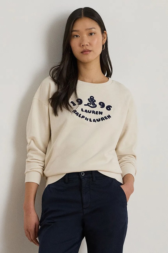 Lauren Ralph Lauren hanorac pentru femei, din bumbac bej 200P10151