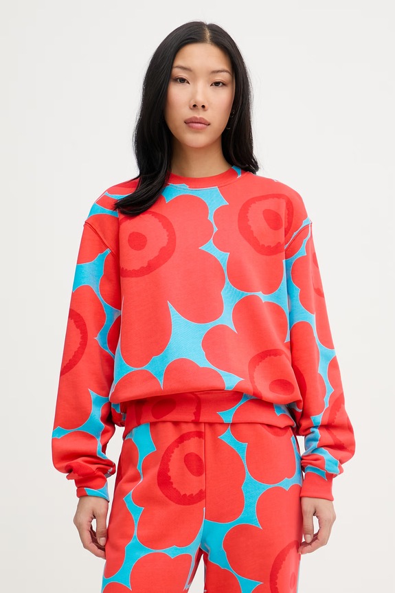 Marimekko mikina dámska bavlnená červená 095070