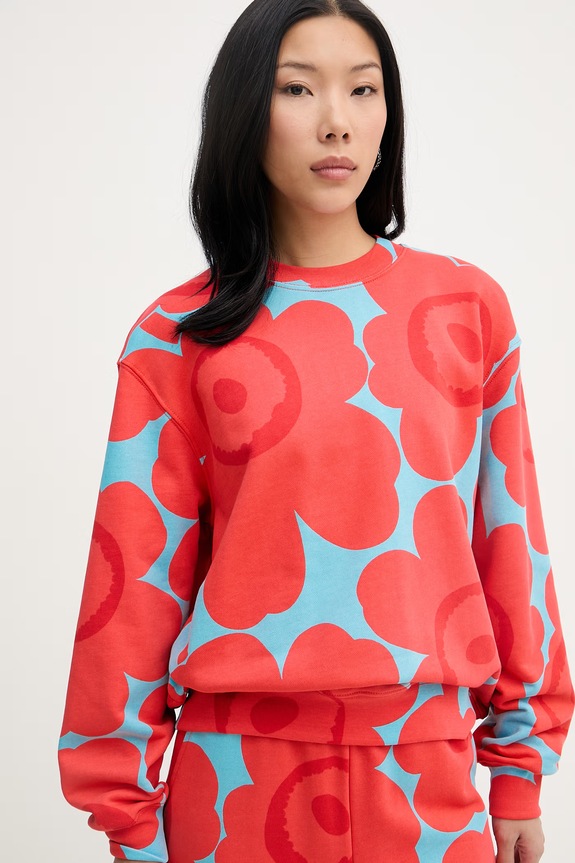 Marimekko mikina dámska bavlnená červená 095070