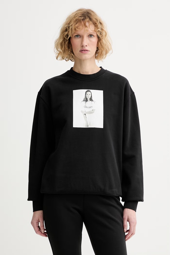 Calvin Klein dukserica ženska od pamuka crna LV040502WF