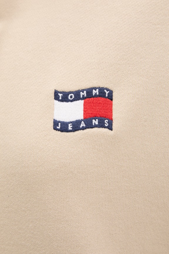 Tommy Jeans μπλούζα με κουκούλα γυναικεία βαμβακερή DW0DW22357 μπεζ