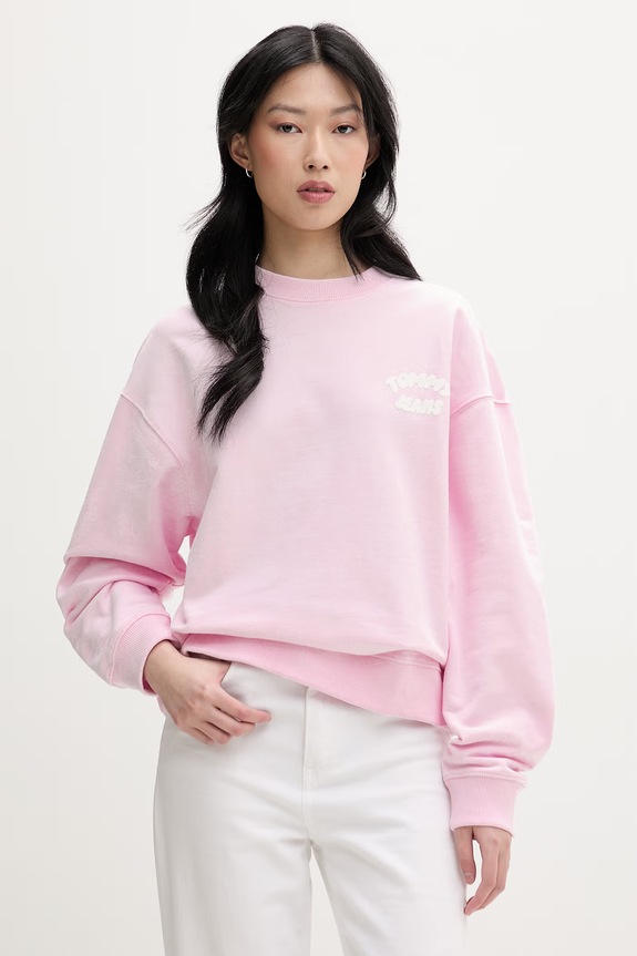 Tommy Jeans bluza damska bawełniana różowy DW0DW22366