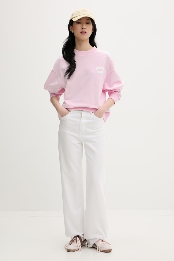 Tommy Jeans bluza damska bawełniana DW0DW22366 różowy SS26