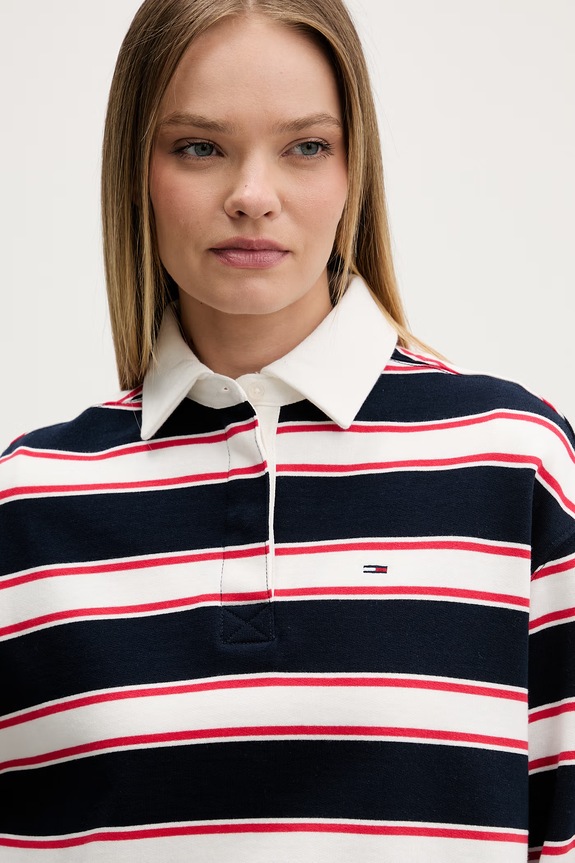 Tommy Jeans longsleeve damski bawełniany granatowy DW0DW22540