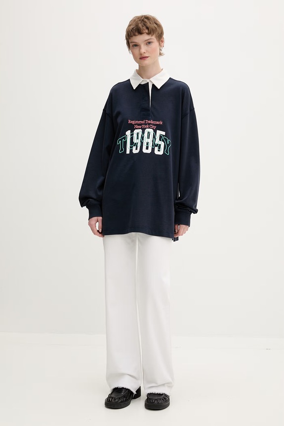 Tommy Jeans bluza damska bawełniana DW0DW22581 granatowy SS26