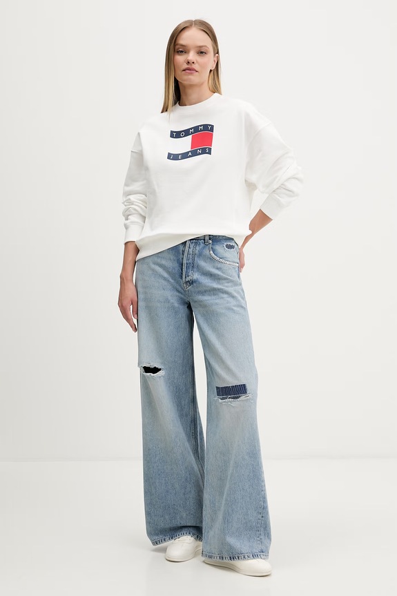 Tommy Jeans bluza damska bawełniana DW0DW22742 biały SS26