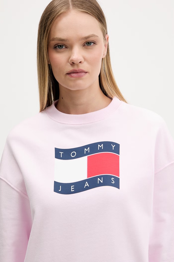 Tommy Jeans bluza damska bawełniana różowy DW0DW22742