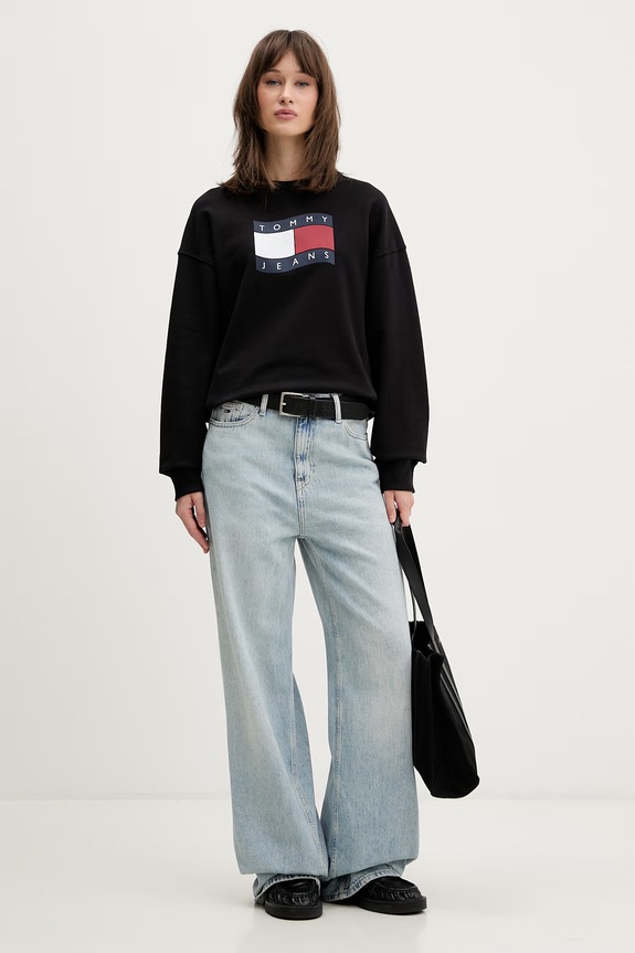 Tommy Jeans bluza damska bawełniana DW0DW22742 czarny SS26