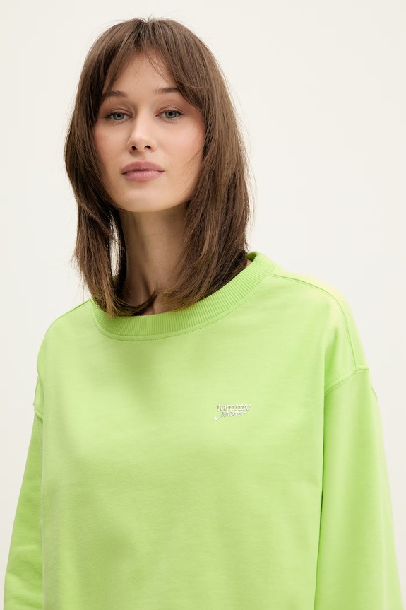 Tommy Jeans dukserica ženska od pamuka zelena DW0DW22996