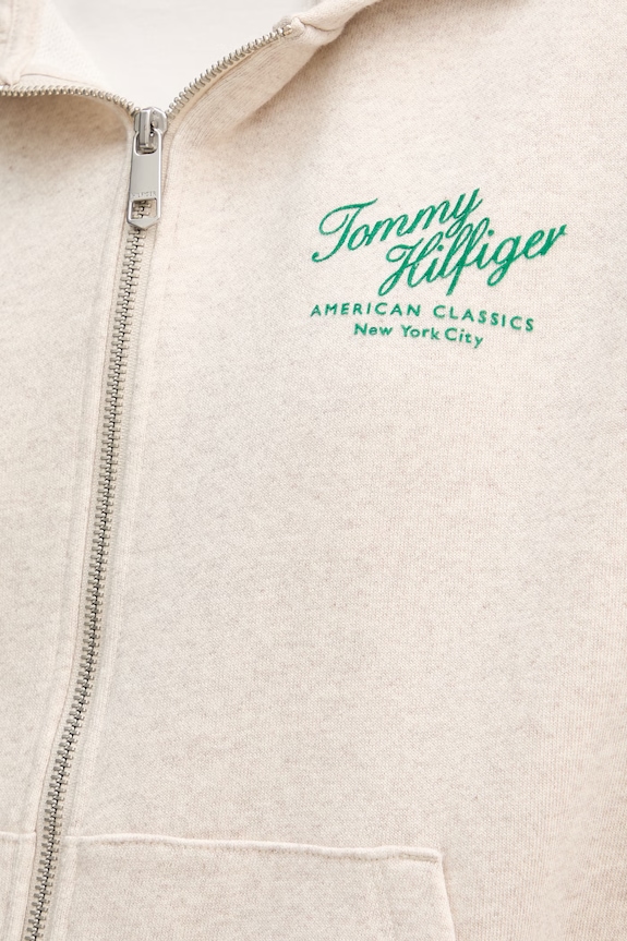 Tommy Hilfiger mikina na zips dámska bavlnená WW0WW47845 béžová