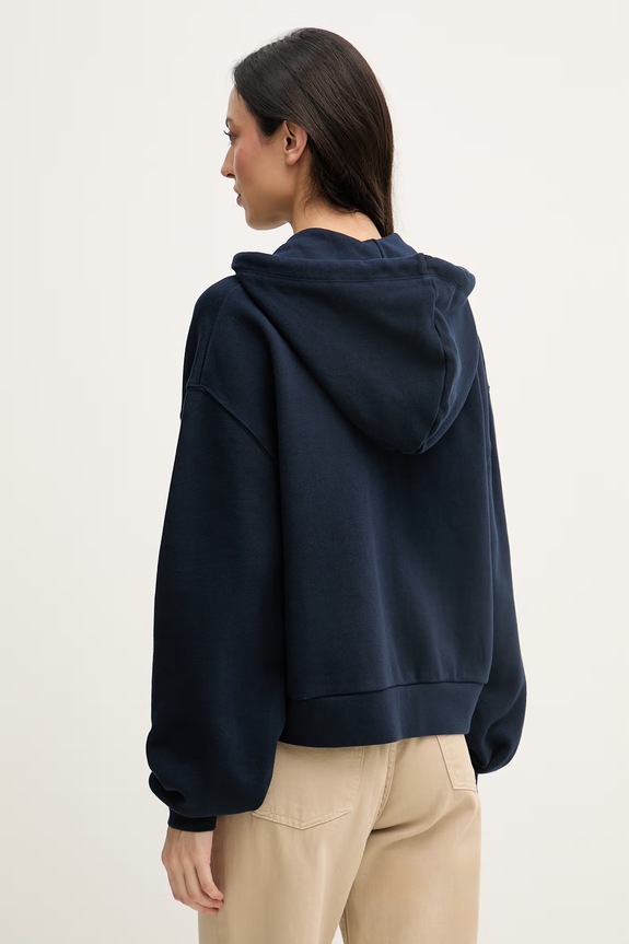 Oblečenie Tommy Hilfiger mikina na zips dámska bavlnená WW0WW47845 tmavomodrá