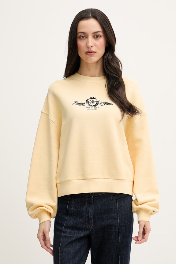 Tommy Hilfiger mikina dámska bavlnená žltá WW0WW48733