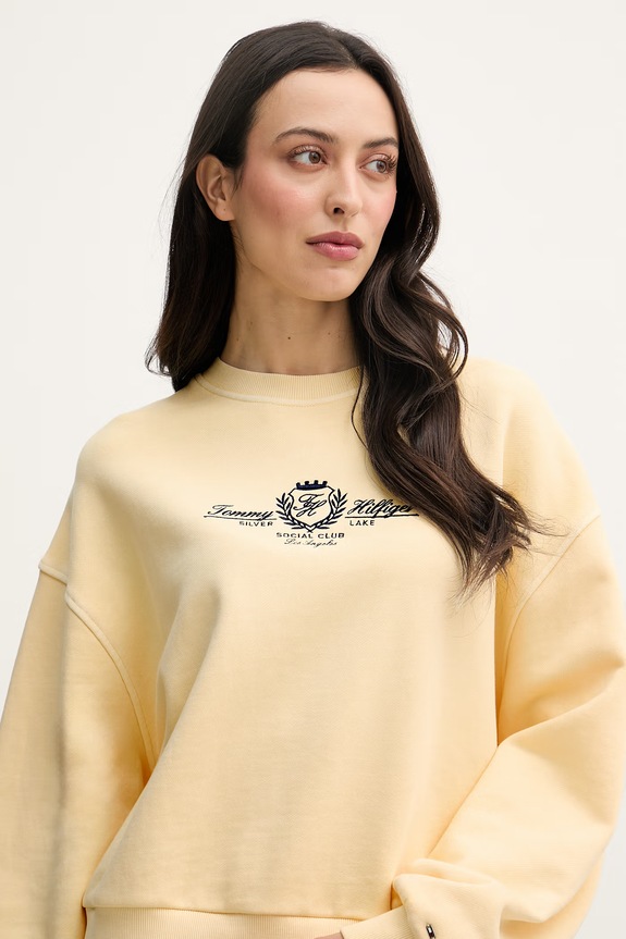 Tommy Hilfiger mikina dámska bavlnená žltá WW0WW48733