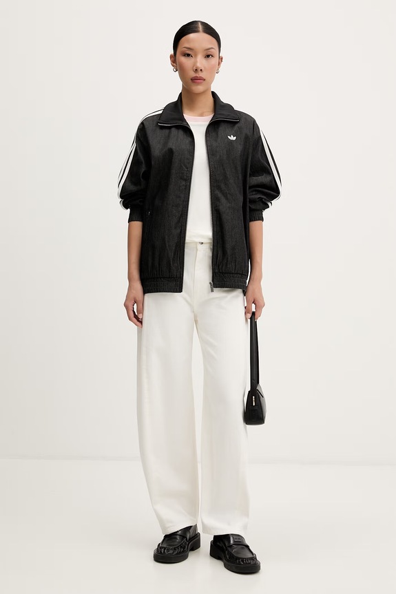 adidas Originals кофта, яка розстібається жіноча бавовняна KW8758 чорний SS26