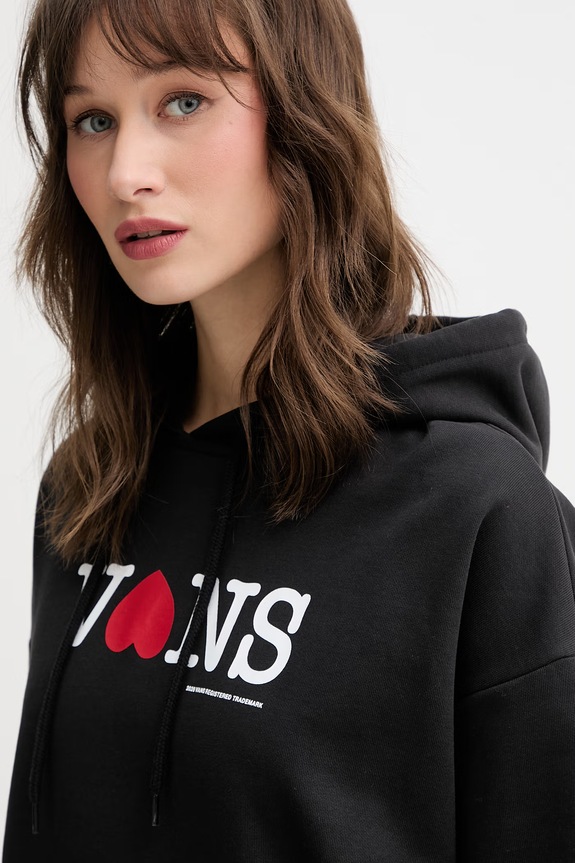Vans bluza z kapturem damska bawełniana czarny VN000XDMBLK1