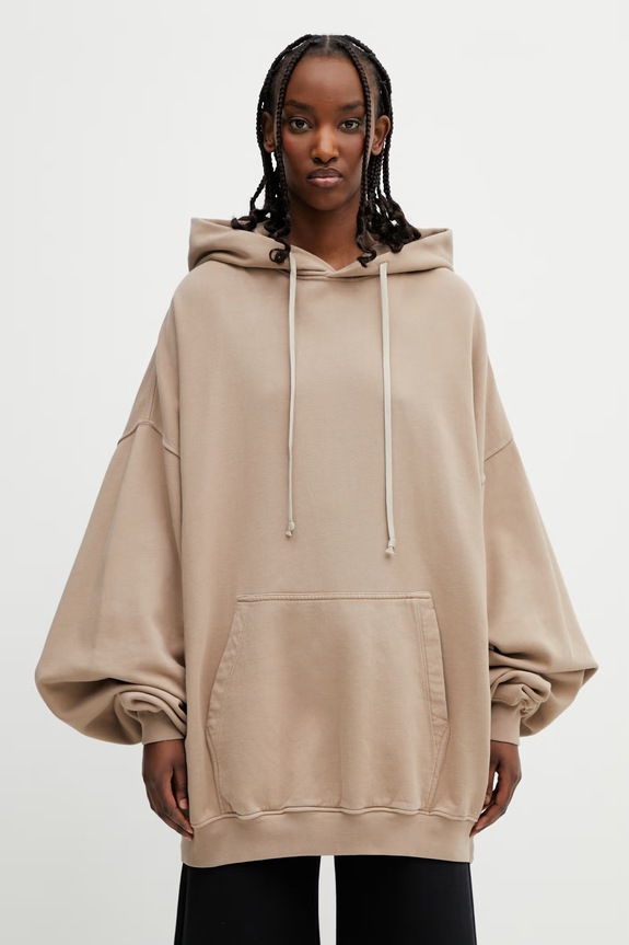 Rick Owens DRKSHDW Hun кофта с капюшоном хлопковая женская бежевый DS01F4232.FP