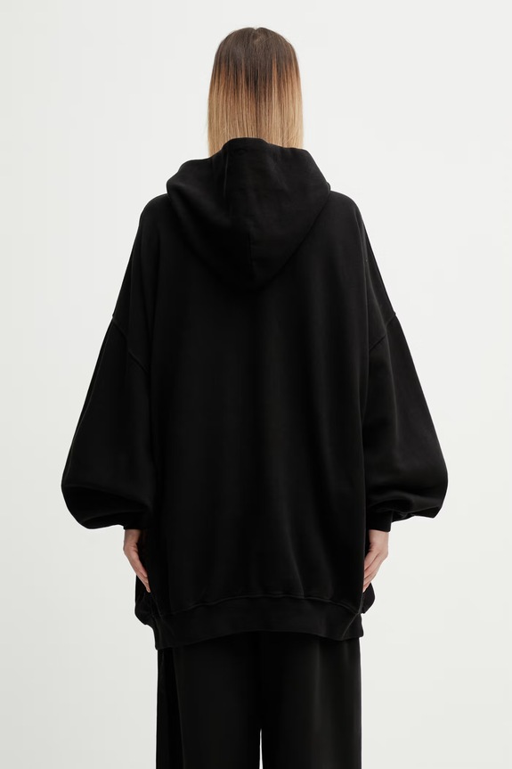 Odjeća Rick Owens DRKSHDW Hun dukserica sa kapuljačom od pamuka za žene DS01F4232.FP crna