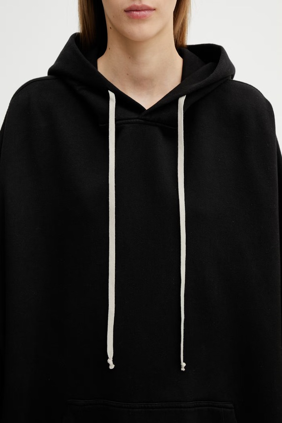 Rick Owens DRKSHDW Hun dukserica sa kapuljačom od pamuka za žene crna DS01F4232.FP