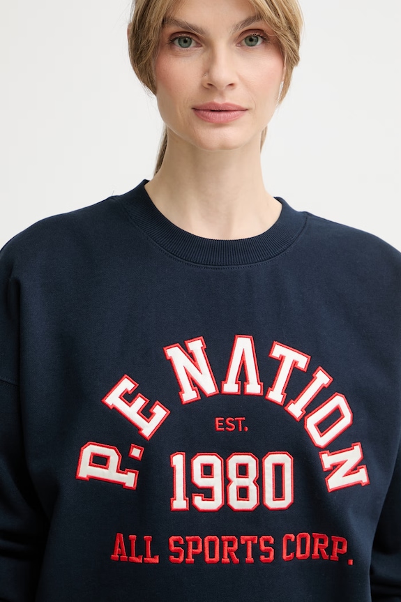 P.E Nation bluza damska z bawełną Backspin granatowy 261F118