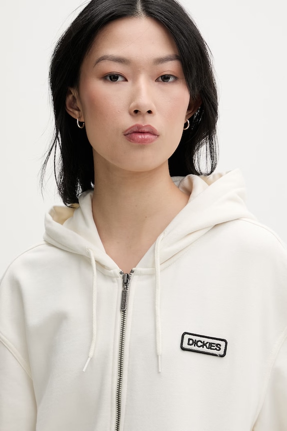 Dickies mikina na zips s kapucňou dámska s bavlnou béžová DK0A88BTC481