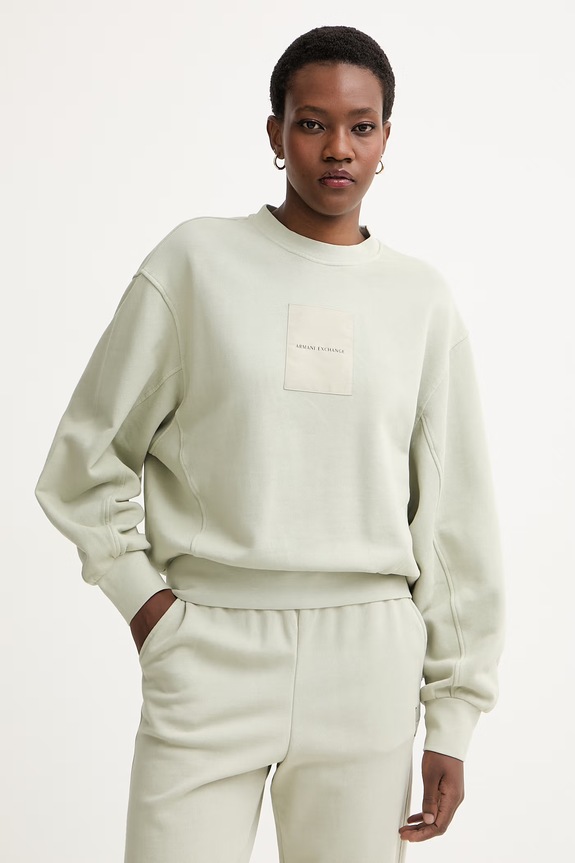 Armani Exchange hanorac pentru femei, din bumbac verde XW001734.AF18990