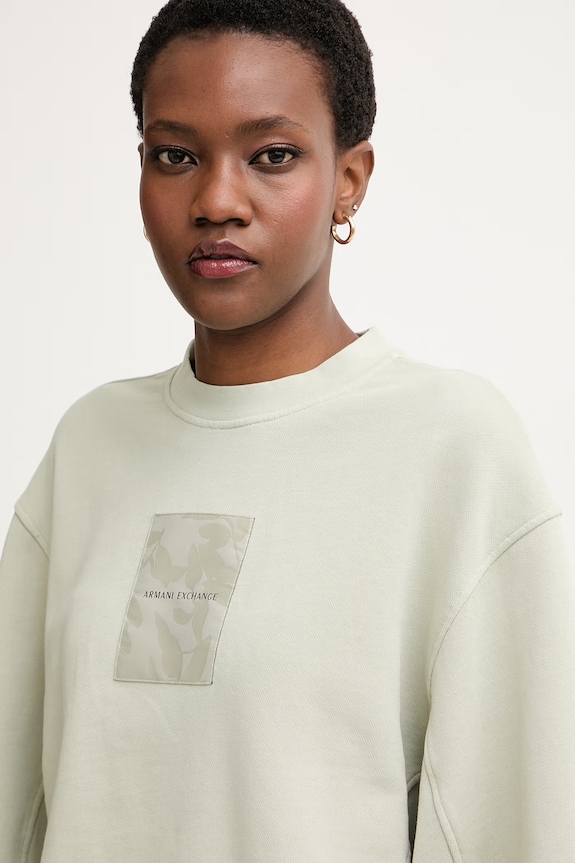 Armani Exchange hanorac pentru femei, din bumbac verde XW001734.AF18990
