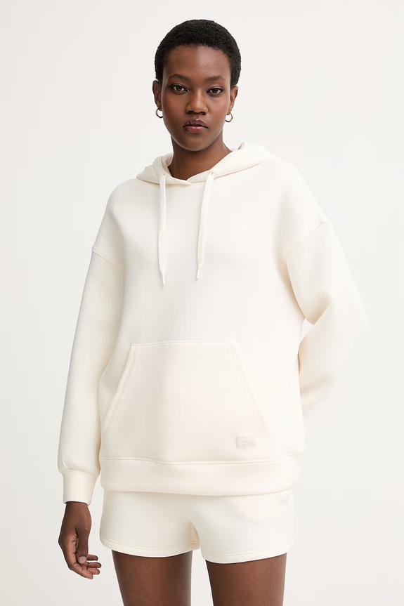 Armani Exchange mikina s kapucňou dámska s viskózou béžová XW002042.AF21290