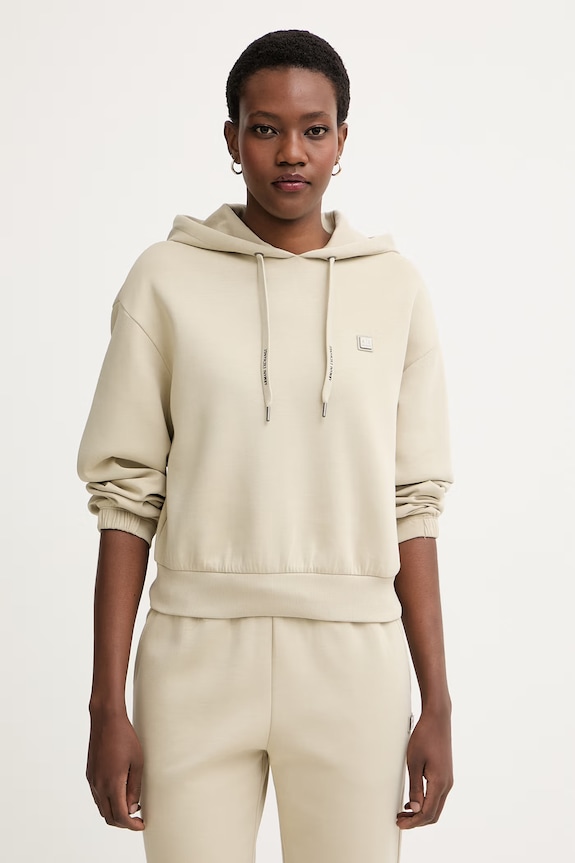 Armani Exchange bluza z kapturem damska bawełniana beżowy XW002217.AF10818