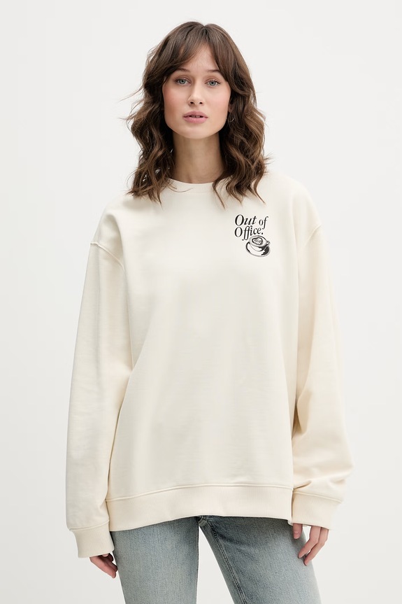 Oblečenie HUGO Blue oversize mikina dámska bavlnená Classic Crew_B_3 50560782 béžová