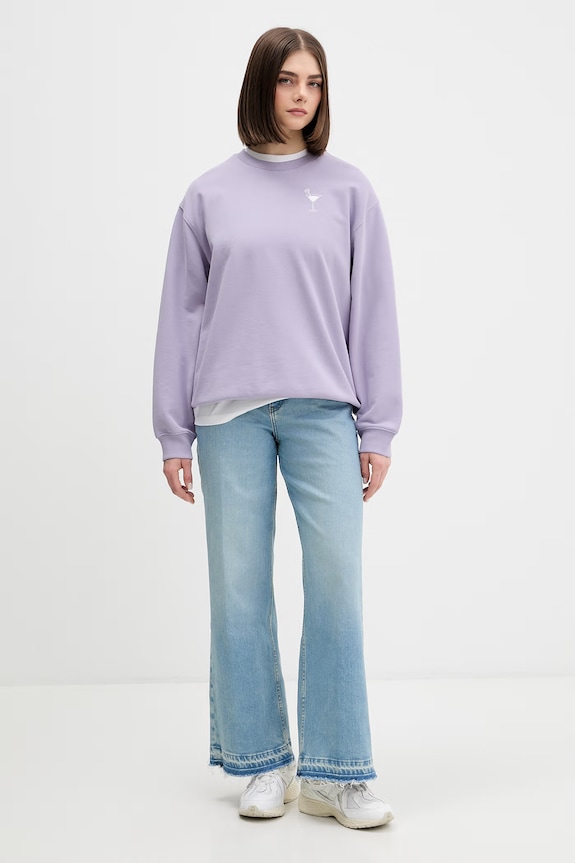 HUGO Blue oversize mikina dámska bavlnená Classic Crew_B_3 50560782 fialová SS26