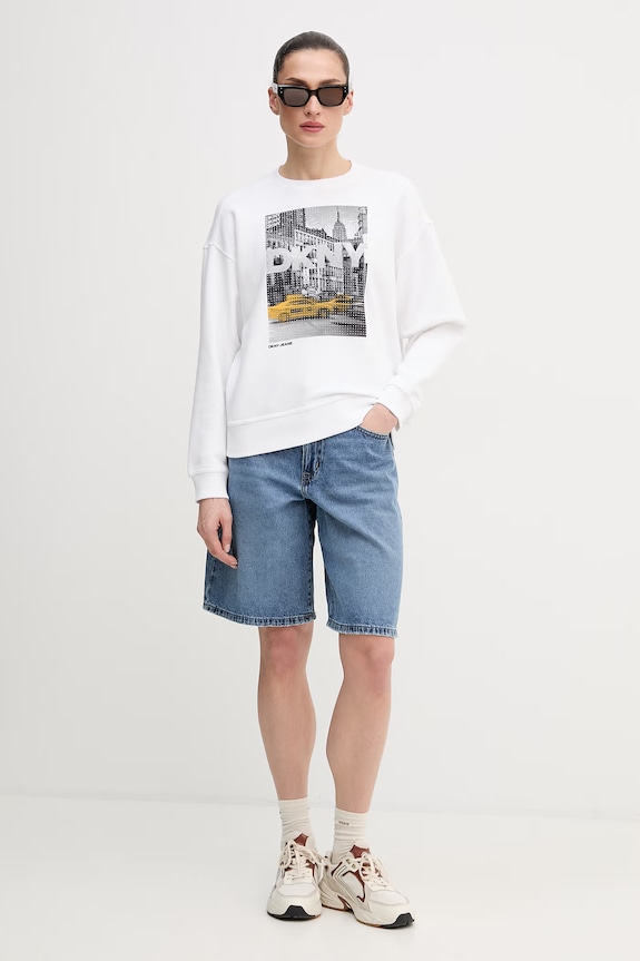 Dkny felpa in cotone DJ6T1759 bianco SS26