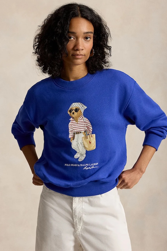 Polo Ralph Lauren Women's cotton sweatshirt ISLAND FLC-KNT-SWEATSHIRT blue 211A12730001