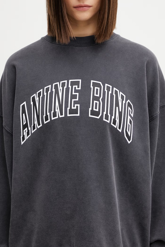 Anine Bing MILES SWEATSHIRT NEW CLASSIC - WASHED BLACK bluza bawełniana damska czarny A.08.12490.WBL1