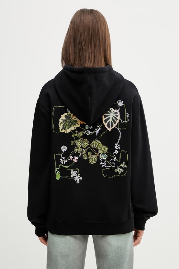 Off-White Arrow Leaves Women's cotton hoodie black 2BB035S26FLE003