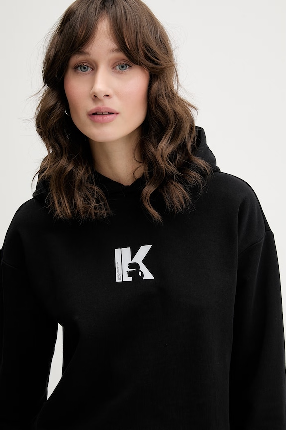 Karl Lagerfeld Jeans mikina s kapucňou dámska bavlnená čierna B2W20037