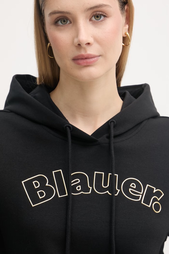 Blauer pulover s kapuco ženski z bombažem FAYETTE črna BLDF08057
