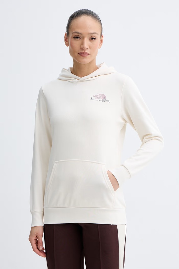 The North Face mikina s kapucňou dámska bavlnená MONTE béžová NF0A8GAAQLI1