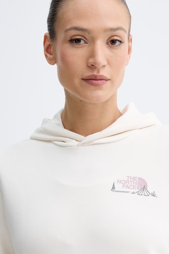 The North Face mikina s kapucňou dámska bavlnená MONTE béžová NF0A8GAAQLI1