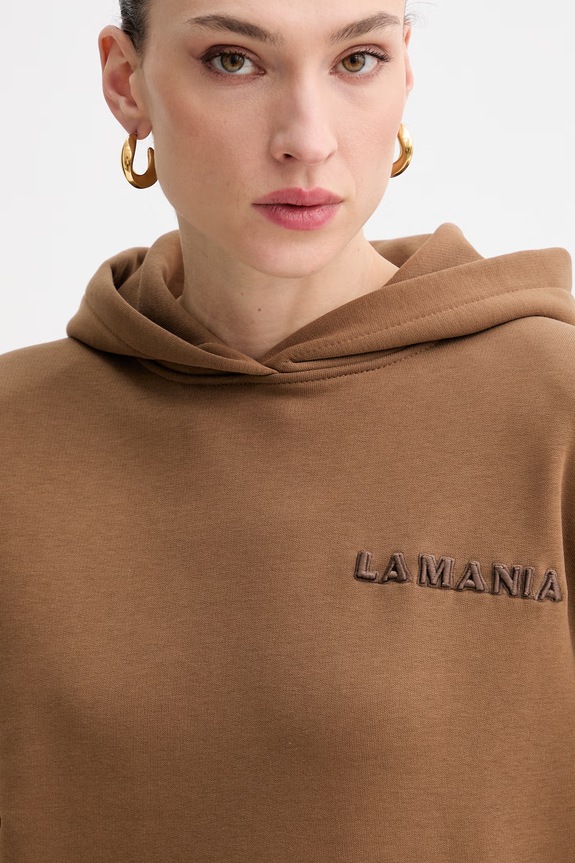 La Mania Bluza z kapturem damska z bawełną LIO brązowy LIO