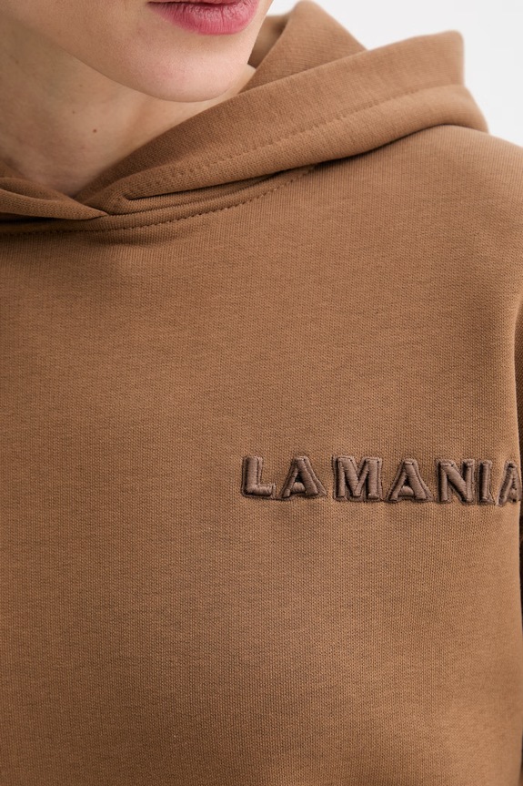 La Mania Bluza z kapturem damska z bawełną LIO LIO brązowy