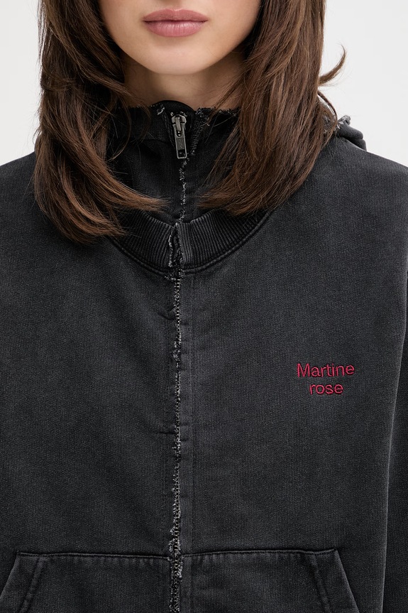 Martine Rose bluza rozpinana z kapturem bawełniana damska czarny 682JS02002