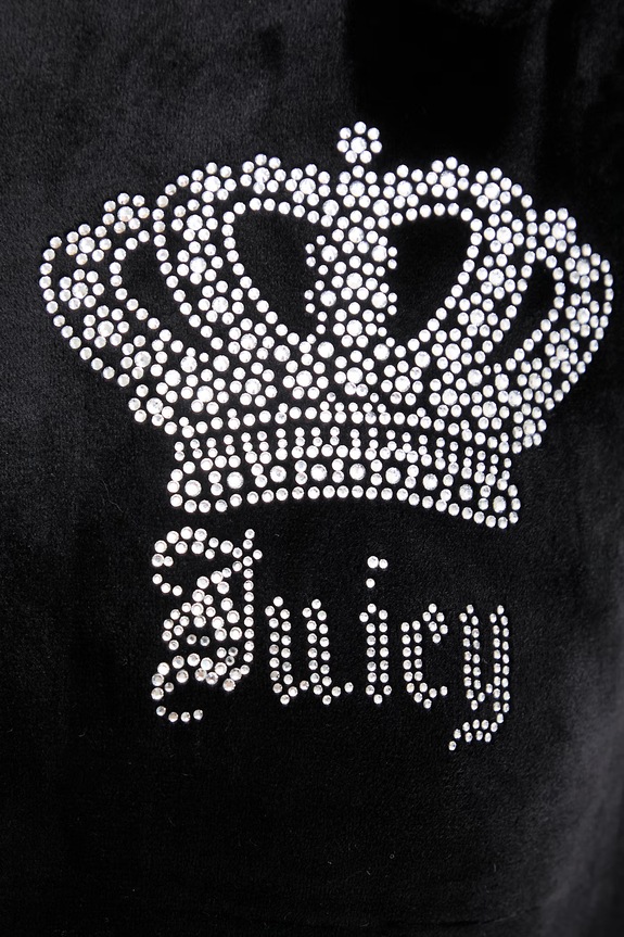 Juicy Couture hanorac cu glugă de damă din velur GOTHIC CROWN JCBAS126805 negru