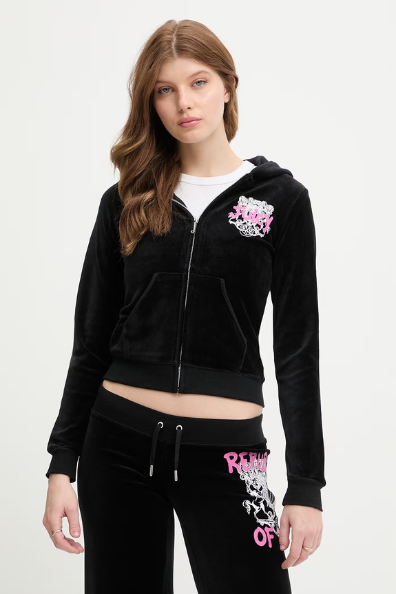 Juicy Couture mikina na zips dámska REPUBLIC ROBYN čierna JCNAS126465