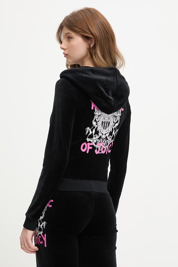 Oblečenie Juicy Couture mikina na zips dámska REPUBLIC ROBYN JCNAS126465 čierna