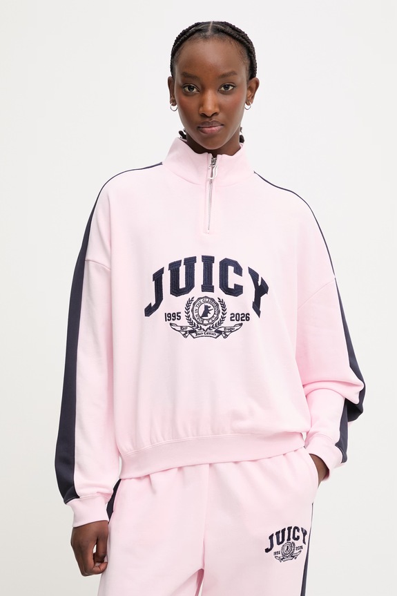 Juicy Couture bluza damska z bawełną CREST TRACK TOP różowy JCSAS126401